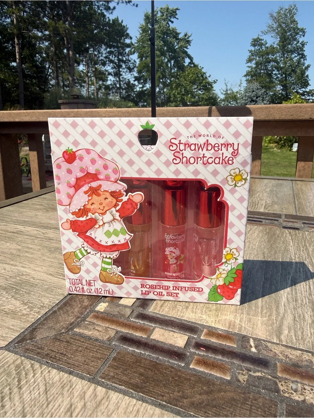 NIB 3 Rosehip Infused Lip Oil Set Strawberry Shortcake